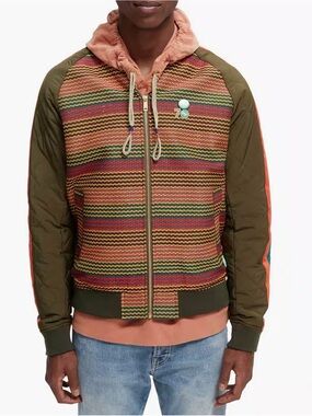 Scotch & Soda Mix & Match Quilted Bomber Jacket Size XL